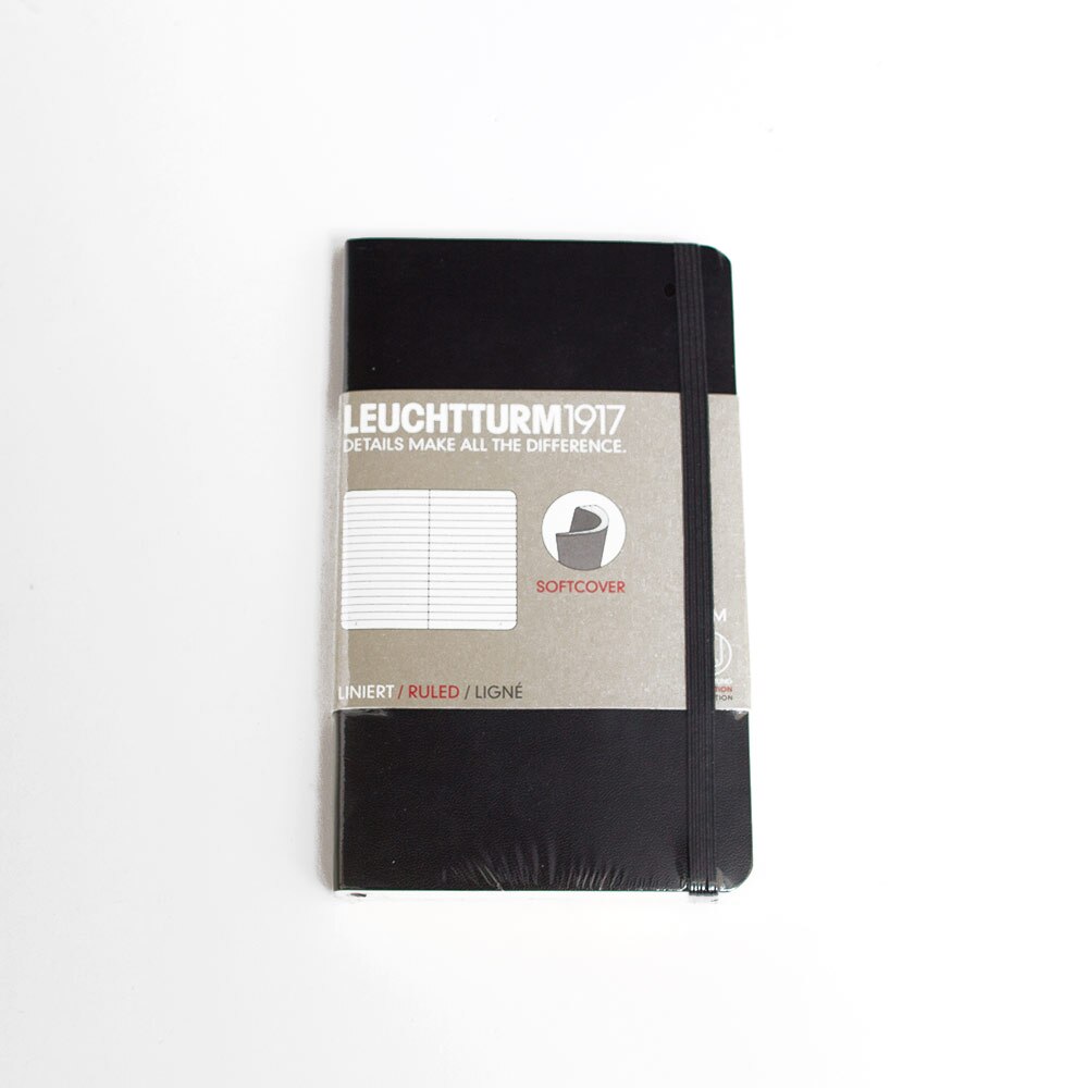 Leuchtturm, Pocket, Softcover, A6, Ruled, Black